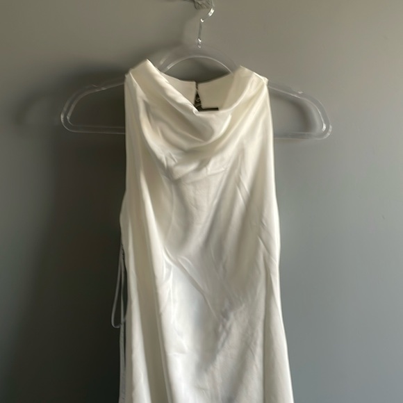REVOLVE white high neck gown wedding with buttons and slit - Picture 4 of 6